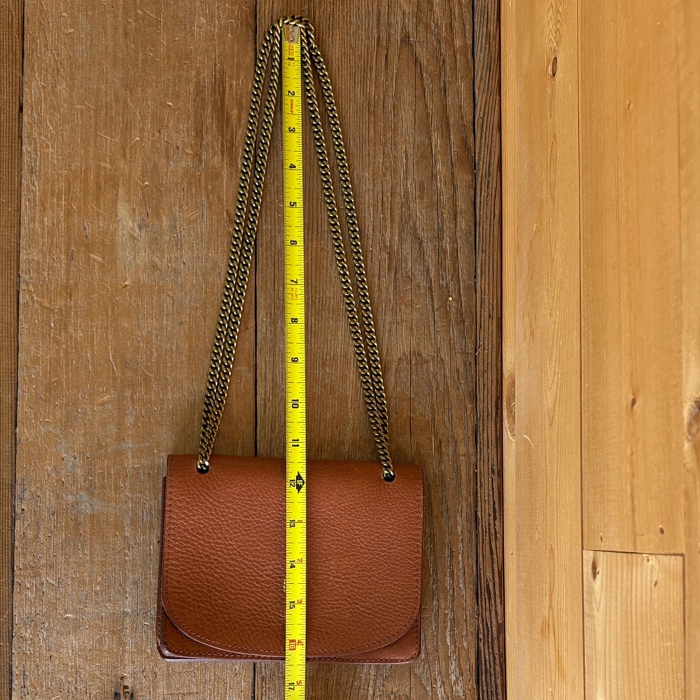 Madewell Tan Pebbled Leather Crossbody with Gold Chain - Picture 10 of 12